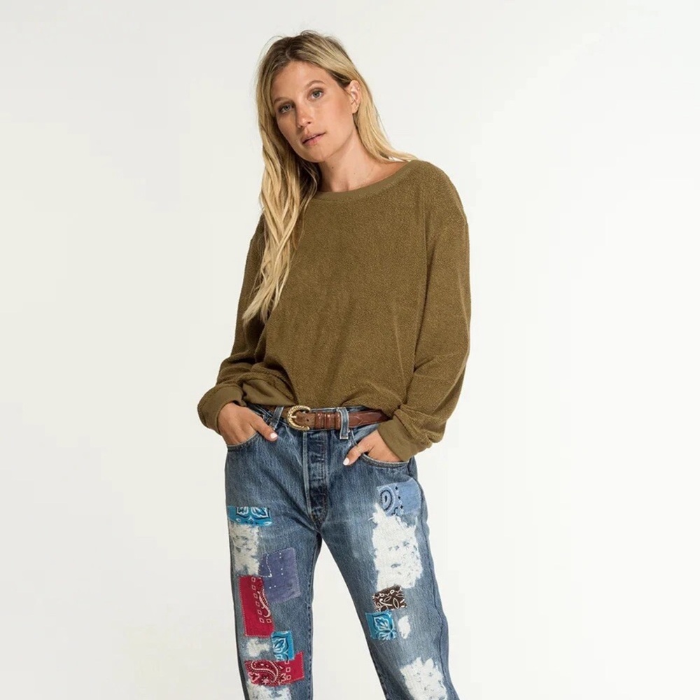 NIGHTCAP FREE PEOPLE “SHERPA” COZY SWEATSHIRT LOUNGEWEAR TRAVEL ACTIVE TOP M - Picture 2 of 8